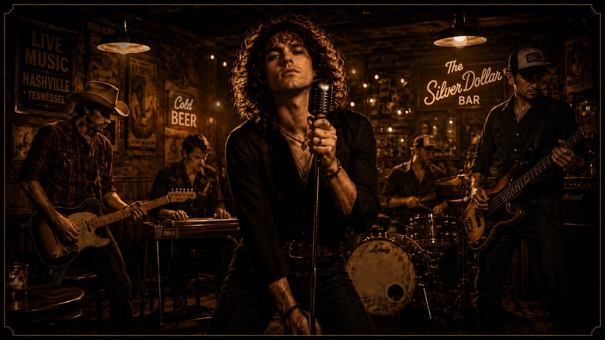 A band playing an almost empty bar, the singer at the centre giving everything to a room of empty chairs.